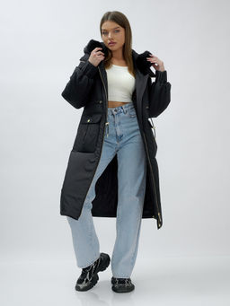 Пальто зимнее женское стильное с норкой люкс класса черного цвета 8628Ch - Mtforce фото 24