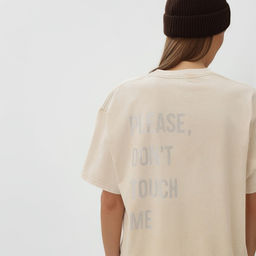 Футболка женская из вареного хлопка Mist Dont touch me, размер 46 (L), цвет молочный