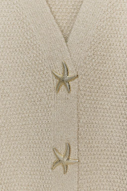 STAR BUTTON TEXTURED KNIT CARDIGAN - Zara фото 7