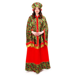 Карнавальный костюм Народные гуляния. Рябиновые гроздья: накидка, кокошник, юбка, р-р 42-50
