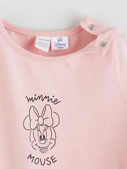 Bisiklet Yaka Minnie Mouse Bask?l? K?z Bebek Tulum 2li