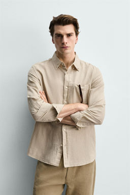 Рубашка Camisa Regular Fit из льна бежевый