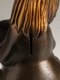 Копилка для денег Лошадь с сердцем, гипс, 23 см, под бронзу