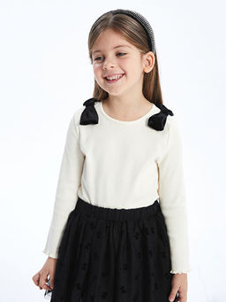 Bisiklet Yaka Kurdele Detayl? K?z ?ocuk Bluz