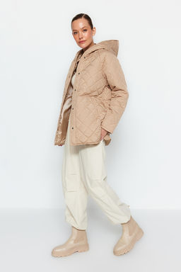 TRENDYOLMILLA Gri Kapusonlu Su Itici Kapitone Mont TWOAW23MO00131 фото 17