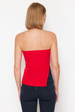 K?rm?z? Straplez Y?rtmac Detayl? Dokuma Bluz TWOSS24BZ00591 - Trendyolmilla фото 6