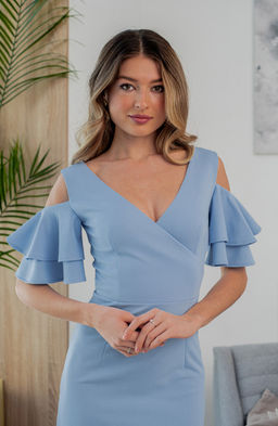 Нарядное платье футляр голубой - Donna saggia фото 3