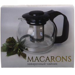Чайник заварочный стеклянный 1200 мл с металлическим ситом Селфи,микс
