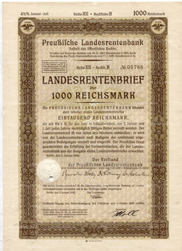 Облигация 4,5% 1000 рейхсмарок 1940 года Германия