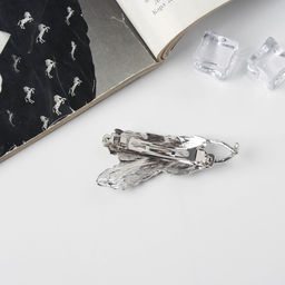 Заколка - автомат для волос «Либерти», перья, 7 см, серебро