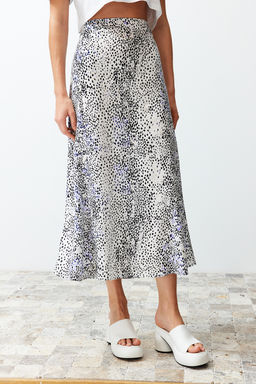 TRENDYOLMILLA Cok Renkli Leopar Desenli Viskon Kumas Midi Dokuma Etek TWOSS24ET00111  фото 5