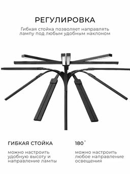 Manita Professional LED-лампа бестеневая гибкая профессиональная, 20 Вт, черная