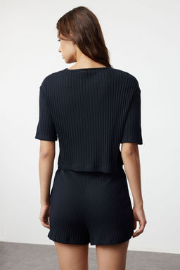 Trendyolmilla Gri Fitilli Sortlu Orme Pijama Tak?m? THMSS21PT1101 фото 6