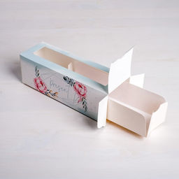 Цена за 5 шт. Коробка для макарун, кондитерская упаковка, «Сладкий подарок» 18 х 5.5 х 5.5 см