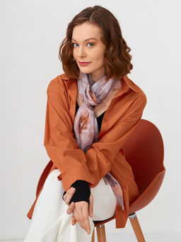 Большой, мягкий, тонкий и очень нежный двусторонний палантин с рисунком в стиле арт-деко - Tantino фото 7