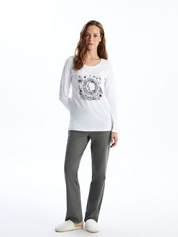 Bisiklet Yaka Bask?l? Kad?n Pijama Tak?m?