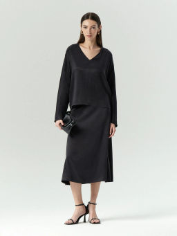 ЕМКА / Блузка c V-образным вырезом из тенсела - Emka фото 3