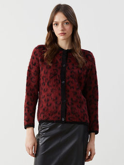 Bisiklet Yaka Leopar Desenli Kad?n Triko H?rka