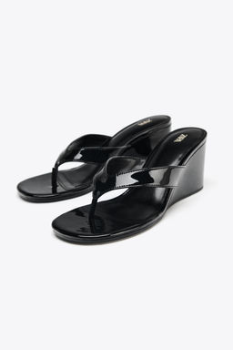 PATENT-EFFECT WEDGE SANDALS - Zara фото 3