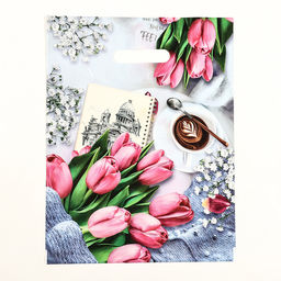 Цена за 50 шт. Пакет «Романтик», полиэтиленовый с вырубной ручкой, 29×38 см, 30 мкм