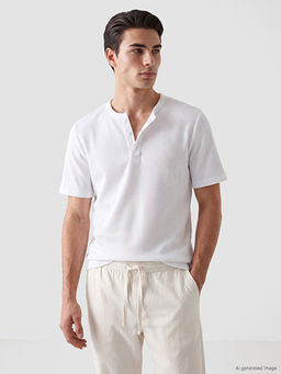 Henley Yaka Dokulu Erkek Ti??rt