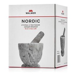 Ступка с пестиком из натурального мрамора Walmer Nordic, 10.5 см, цвет серый  фото 5