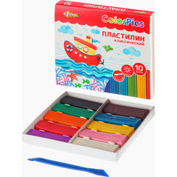Пластилин клас.Комус Класс(№1 School) ColorPics набор 10 цв 200 г со стеком  фото 4