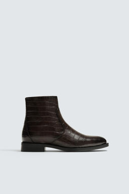CROCODILE EMBOSSED LEATHER BOOTS - Zara фото 4