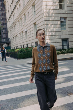 DIAMOND KNIT POLO SWEATER - Zara фото 3