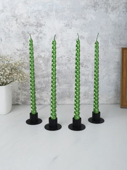 Свеча стержень 4 штуки 25 см витая глянец / LY-153 /уп 144/ зеленая - ГалеонТрейд фото 6