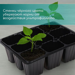 Цена за 2 шт. Кассета для рассады, 9 ячеек по 80 мл, пластик, чёрная, 18×13×6 см, Greengo