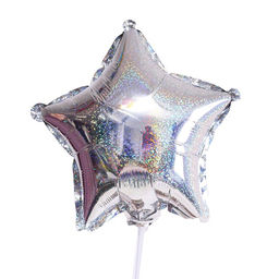 Цена за 5 шт. Воздушный шар фольгированный 10'' «Звезда», голография, серебряный