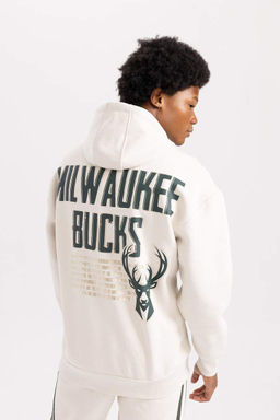 DeFactoFit Толстовка оверсайз с капюшоном и капюшоном NBA Milwaukee Bucks  фото 4