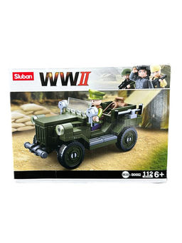 УЦЕНКА. Конструктор SLUBAN 112 дет. "Автомобиль ГАЗ-67 периода ВОВ с водителем" (М38-В0682) в МЯТОЙ коробке