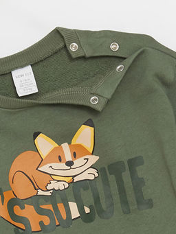 Bisiklet Yaka Uzun Kollu Bask?l? Erkek Bebek Sweatshirt ve E?ofman Alt 2li Tak?m - Waikiki фото 3