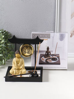 Сад Дзен "Будда в розовом, медитация у гонга" песок+камни+аромапалочки 13,2х15х16 см