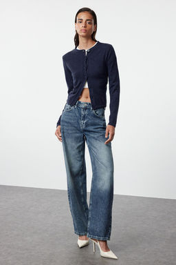 TRENDYOLMILLA Mavi Yuksek Bel Barrel Baggy Jeans TWOAW25JE00130  фото 7