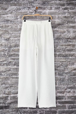 Trendyolmilla Beyaz Dokulu Wide Leg/Genis Paca Ince Kumas Astarl? Pantolon TWOSS25PL00113  фото 5