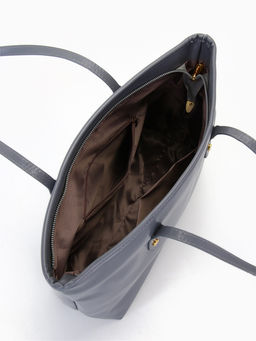 Сумка-шопер женская на молнии, размер 30.5×12×27 см, однотонная, серая