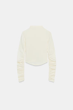 COTTON MODAL RUCHED T-SHIRT - Zara фото 7
