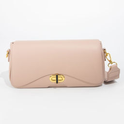 Сумка-мессенджер на клапане, длинный ремень, цвет розовый