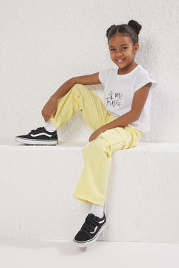 Pembe K?z Cocuk %100 Pamuk Cep Detayl? Wide Leg Lastikli Dokuma Pantolon TKDSS25PL00004 - Trendyolmilla фото 8