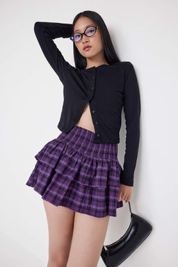 Teen Mor Ekoseli Pilili Etek Gorunumlu Mini Sort & Bermuda TWOAW26SR00039 - Trendyolmilla фото 2