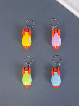 Цена за 12 шт. Фонарик брелок для ключей на кольце Ракета, LR41?3 шт., 2.7?2.7?5 см, МИКС