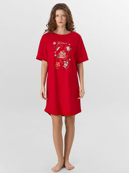 Сорочка ночная женская с новогодним принтом