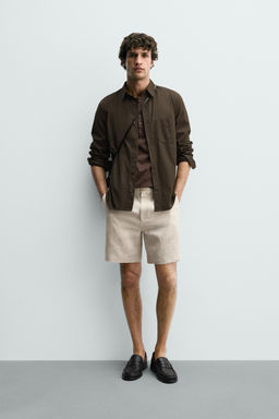BERMUDA REGULAR FIT 100% LINO / Beige claro