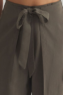 TRENDYOLMILLA Haki Kusak Baglama Detayl? Modal Straight/Duz Kesim Dokuma Pantolon TWOSS25PL00045  фото 3