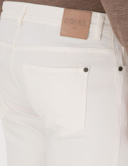 Beyaz Slim Fit Pamuk Liyosel Kar___ml_ Jean Pantolon