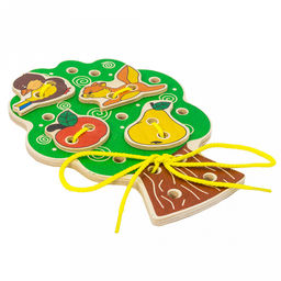 Игрушка "Шнуровка "Дерево" 21х15х1см, 6 элементов, ЛХДФ, текстиль, в пакете с подвесом (Россия)