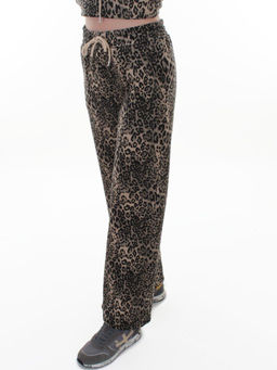 870-8 DK. BEIGE/LEOPARD Костюм спортивный зимний женский (95% хлопок, 5% полиэстер)